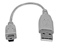 StarTech.com Câble USB 2.0 A vers Mini B de 15 cm - Cordon USB A vers USB Mini B - M/M - Câble USB - USB (M) pour mini USB type B (M) - USB 2.0 - 15 cm - gris - pour P/N: USB2002EXT2, USBEXTAA10BK, USBEXTAA3BK, USBEXTAA6BK, USBPLATE4 USB2HABM6IN