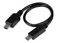 StarTech.com Câble USB OTG Micro USB vers Mini USB de 20 cm - Adaptateur USB On-The-Go - M/M - Noir - Câble USB - mini USB type B (M) pour Micro-USB de type B (M) - USB OTG - 20.32 cm - noir UMUSBOTG8IN