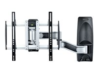 StarTech.com Articulating TV Wall Mount, VESA Wall Mount Supports 65 inch/99lb/Flat/Curved TVs, Retractable Low Profile Wall Mount TV Bracket, Adjustable Corner TV Wall Mount, Swivel/Rotation/Tilt (TV-WALL-MOUNT-65FS) - Kit de montage (support mural, 2 crochets verticaux) - articulating - pour panneau courbe/panneau plat - profil bas - aluminium, acier - noir, argent - Taille d'écran : 26"-65" - montable sur mur - Conformité TAA TV-WALL-MOUNT-65FS